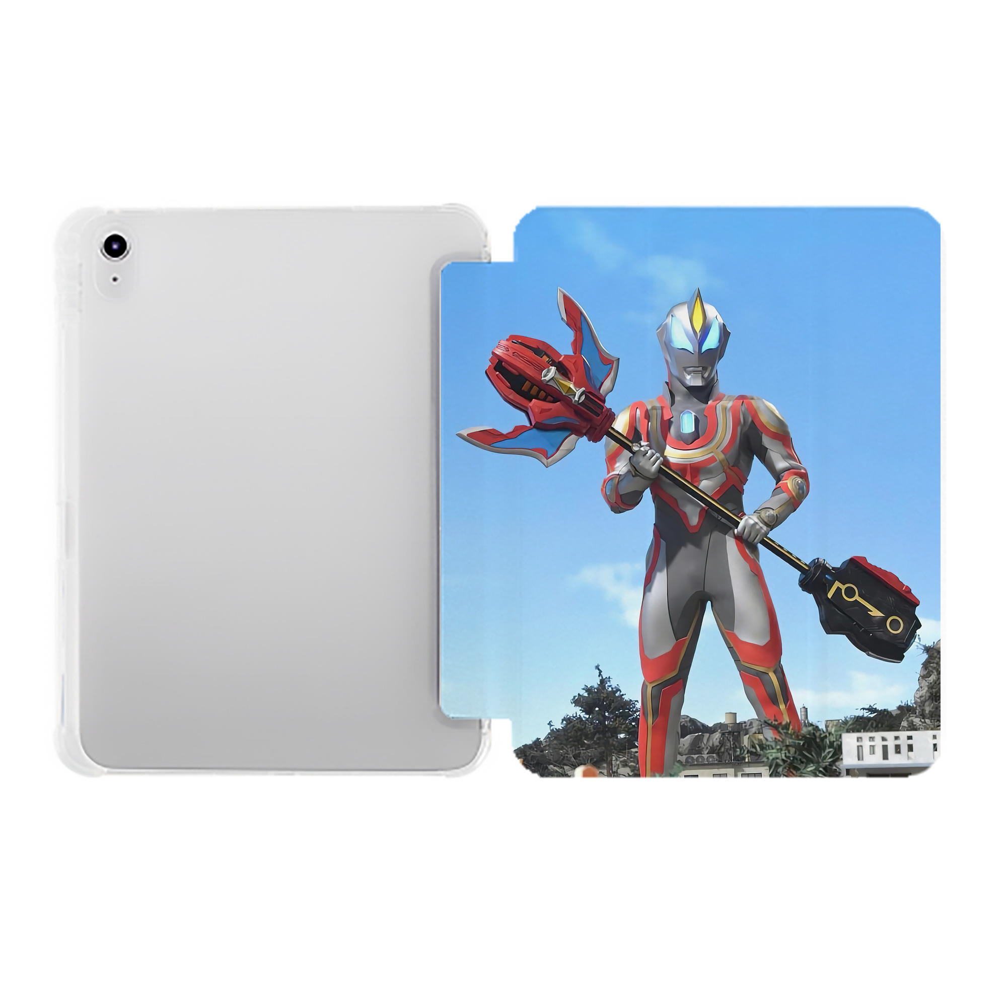（画像用） ウルトラマン Ultraman IPad ケース ペン収納付き 三つ折りスタンド PUレザー×シリコン 対応機種9.5/10.5/10.9インチ